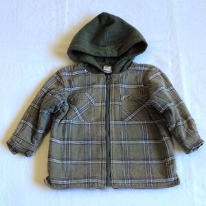 vintage 90's teddy's choice fleece-lined plaid cotton flannel hooded jacket 2T
